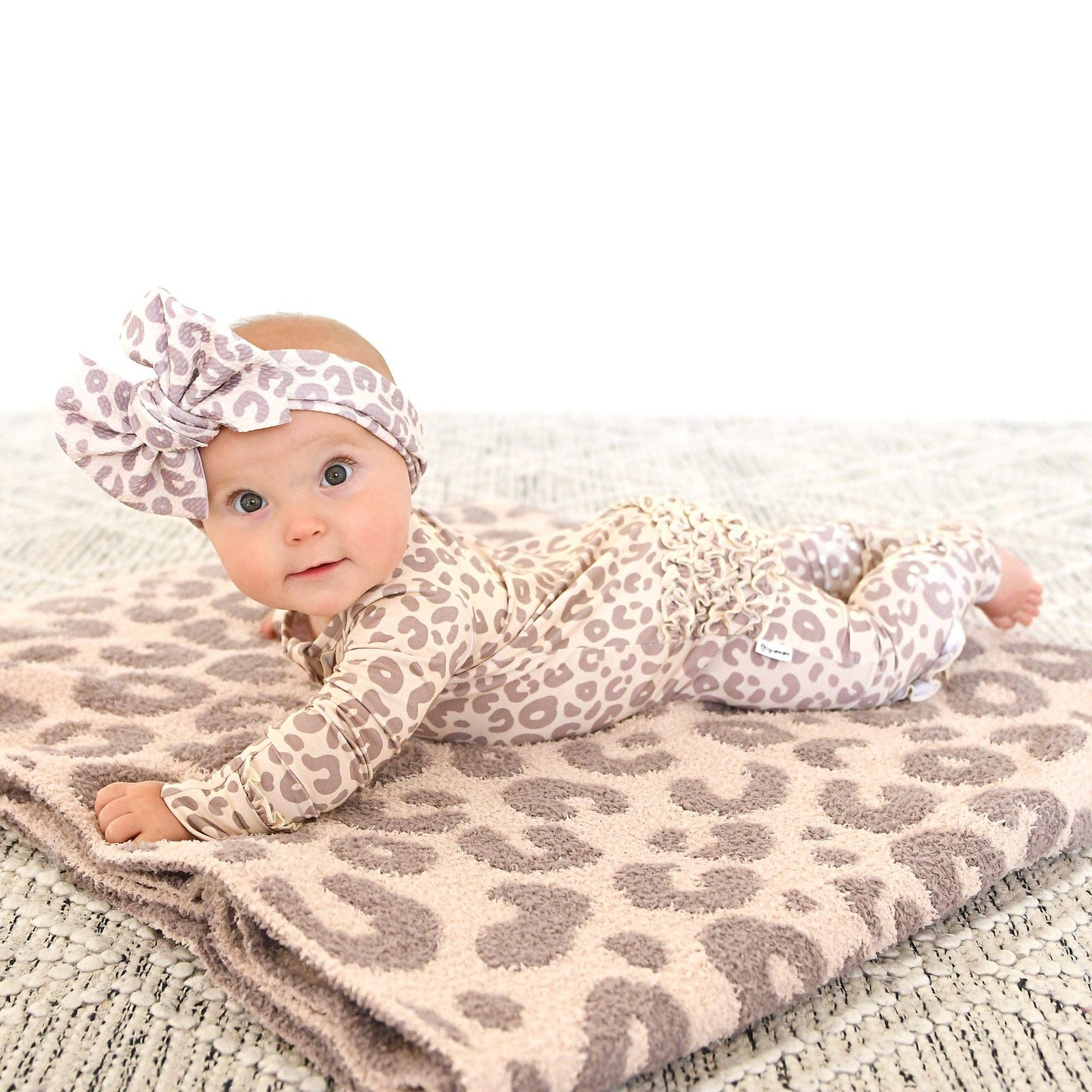Gigi and Max - Amari Leopard RUFFLE ZIP Bamboo One Piece Baby Outfit