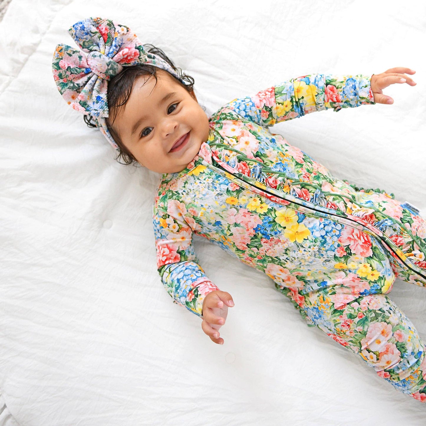 Joanna RUFFLE ZIP Bamboo One Piece Floral Baby Clothing