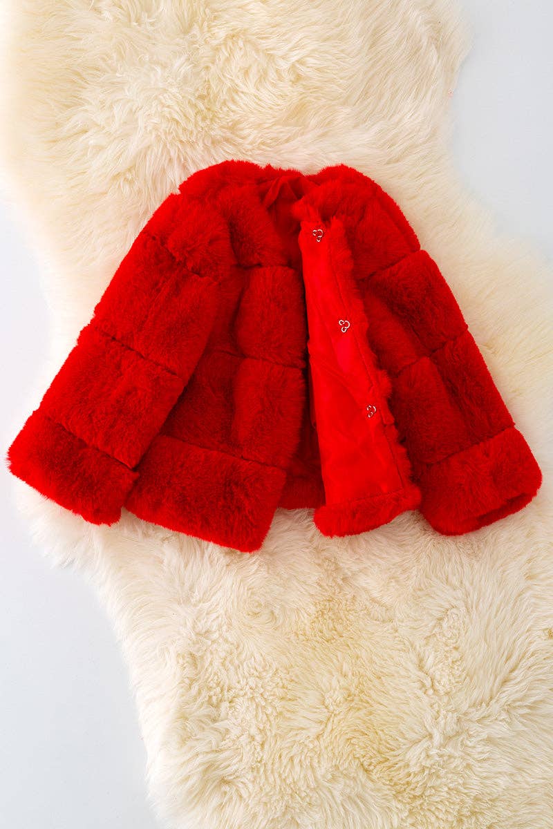 Red faux fur cozy jacket