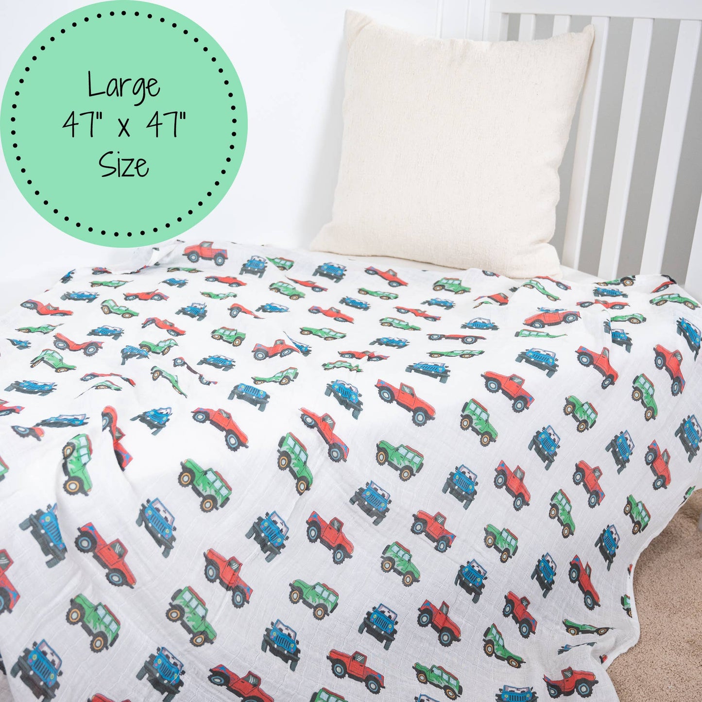 Vroom Vroom Zoom Baby Muslin Swaddle Blanket