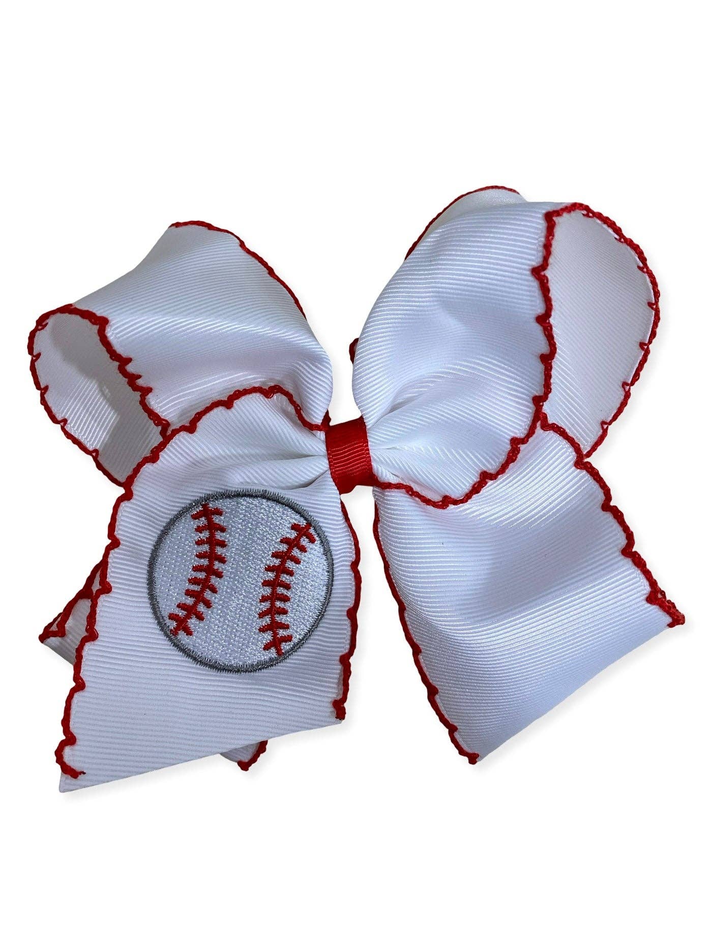 Baseball Moonstitch Embroidered Classic Hair Bow | Clip