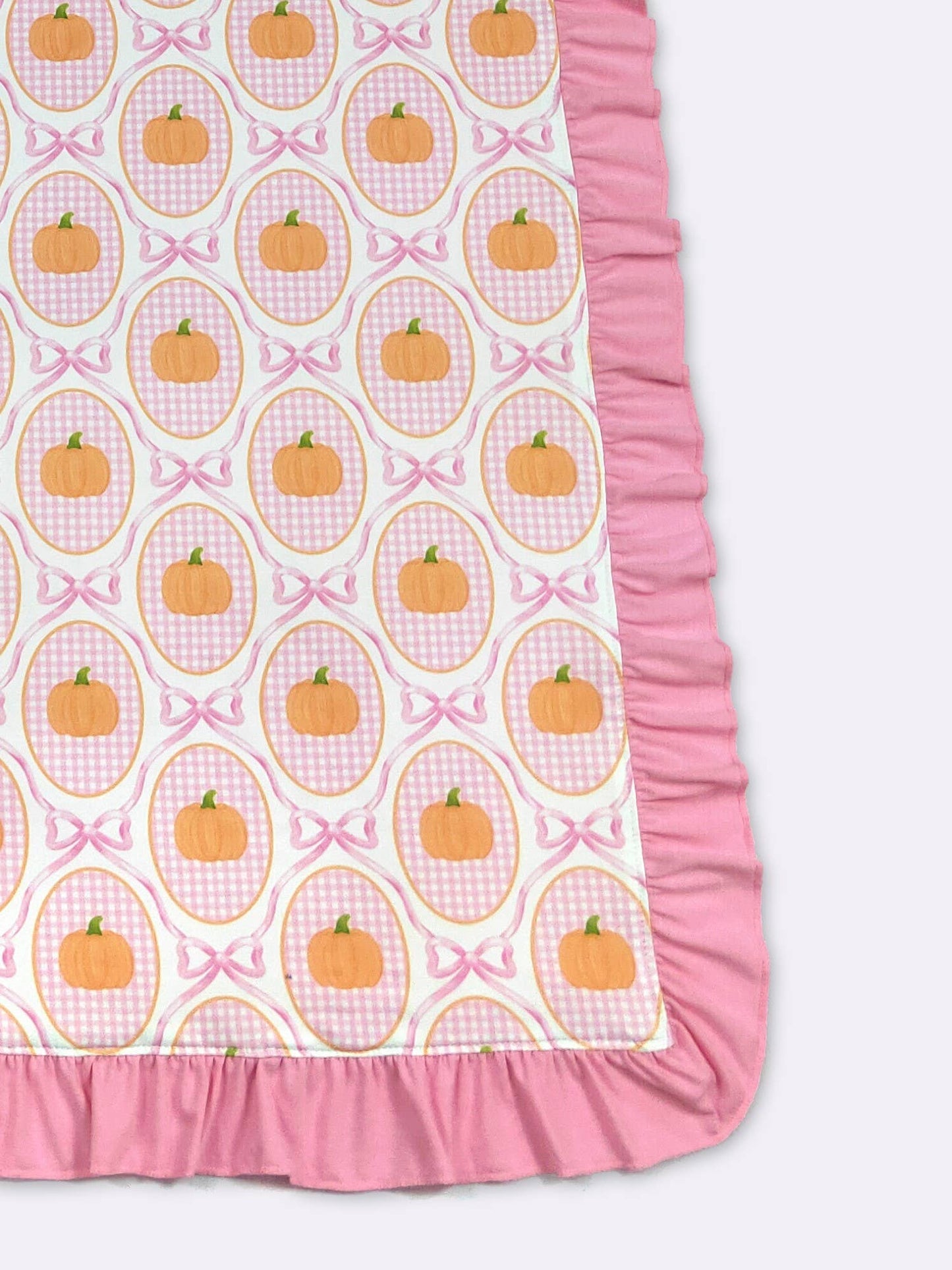 Clover Cottage - Pink Gingham Pumpkin Blanket