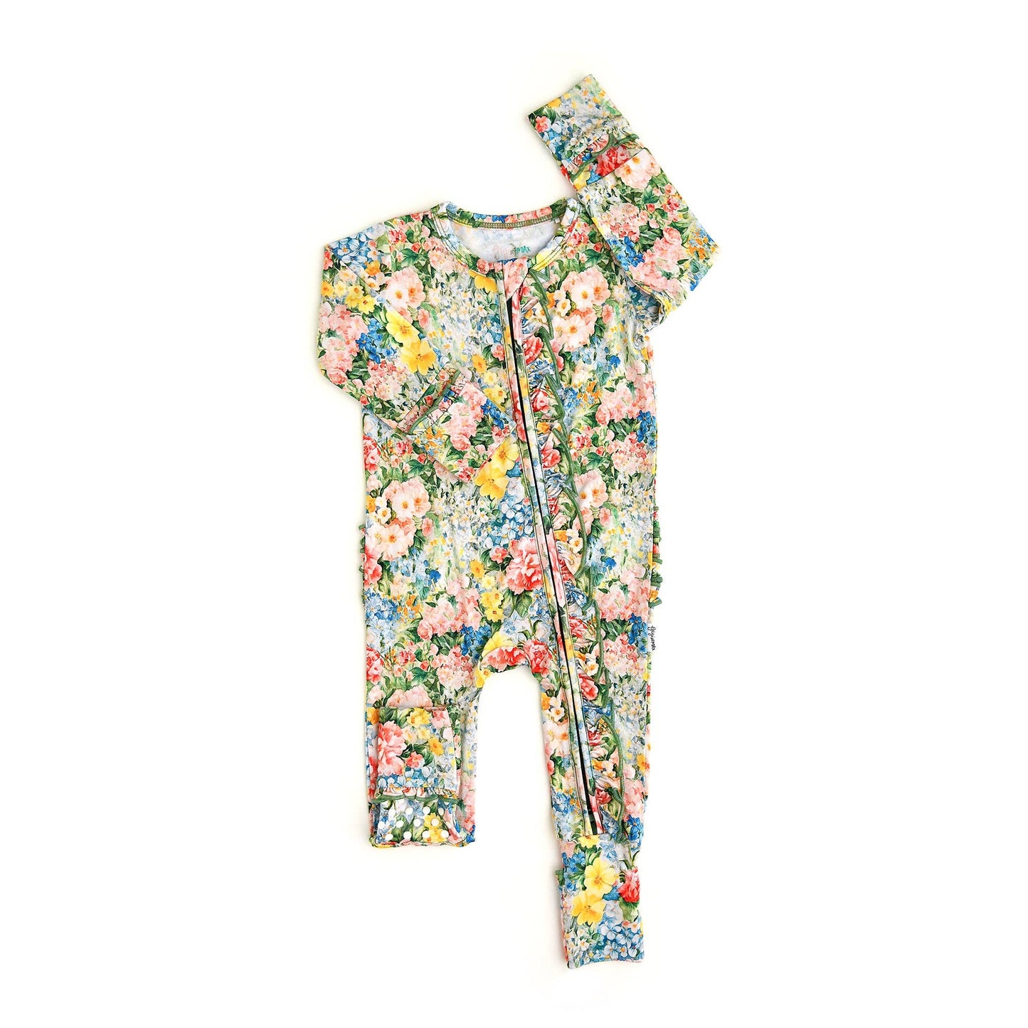 Joanna RUFFLE ZIP Bamboo One Piece Floral Baby Clothing