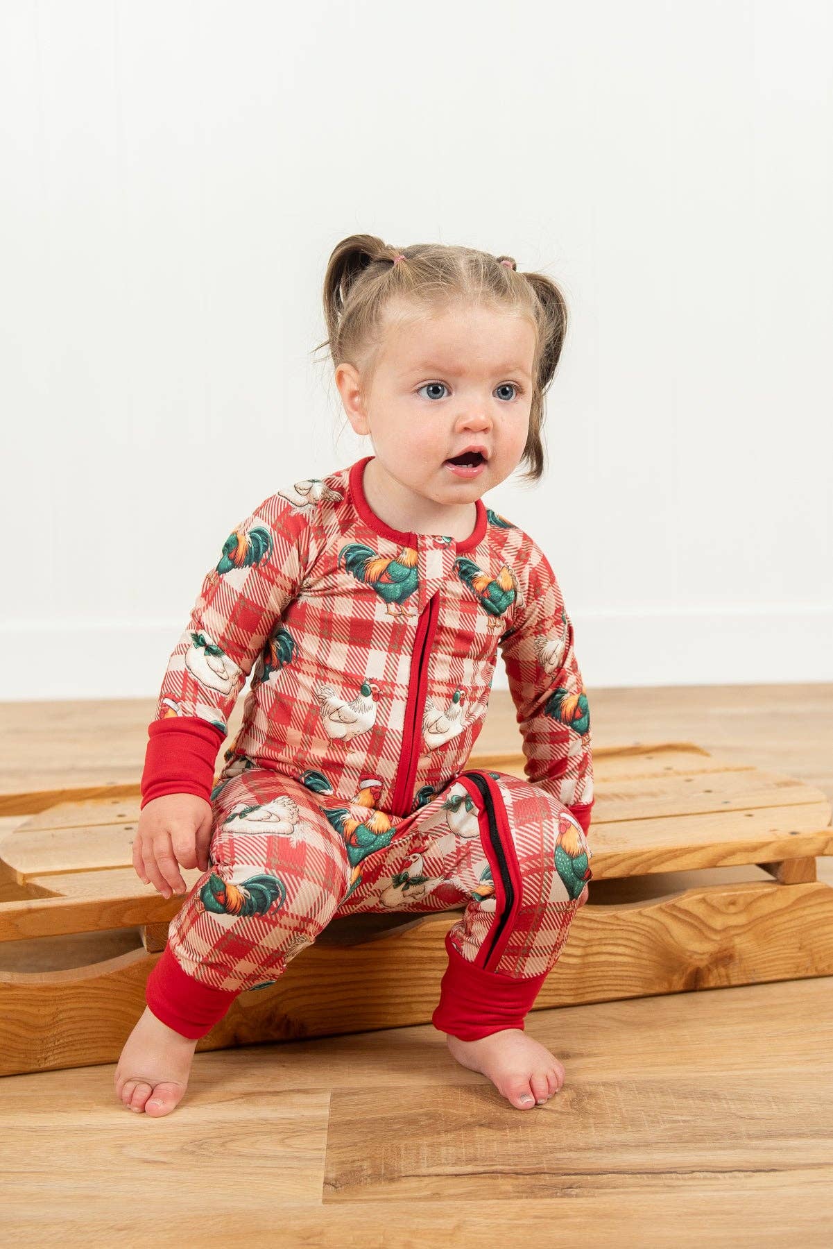 Christmas Chickens Plaid Baby Zippy