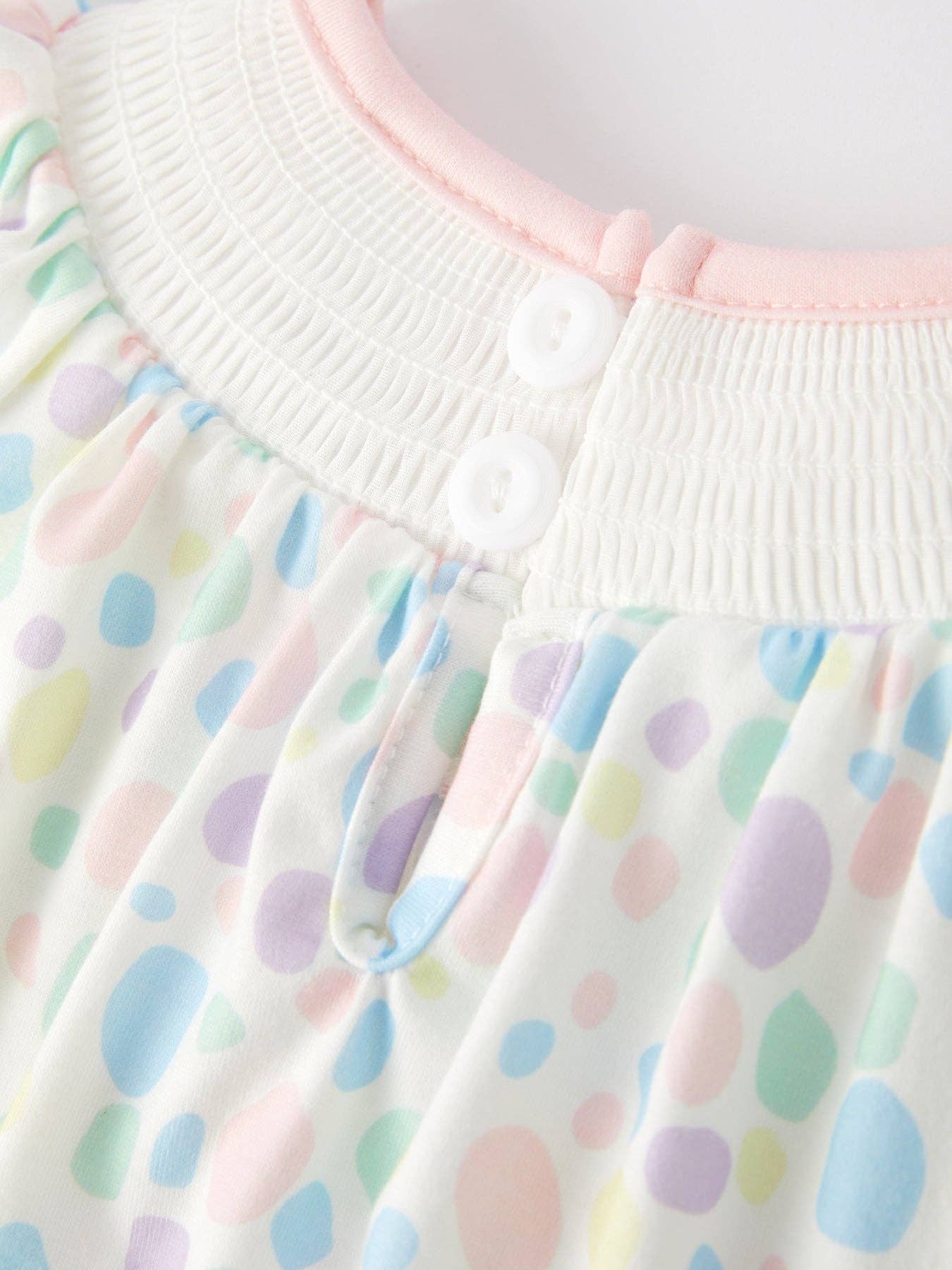 Rylee Faith Designs - Easter Smocking Embroidery Colorful Polka Dot Romper