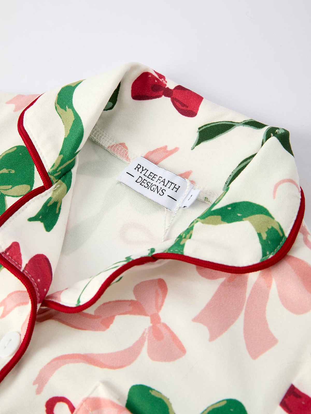 Holiday Bow Print Christmas Pajama Set