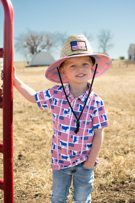American Farm Company - Patriotic Cow Camo™ Kids Straw Hat