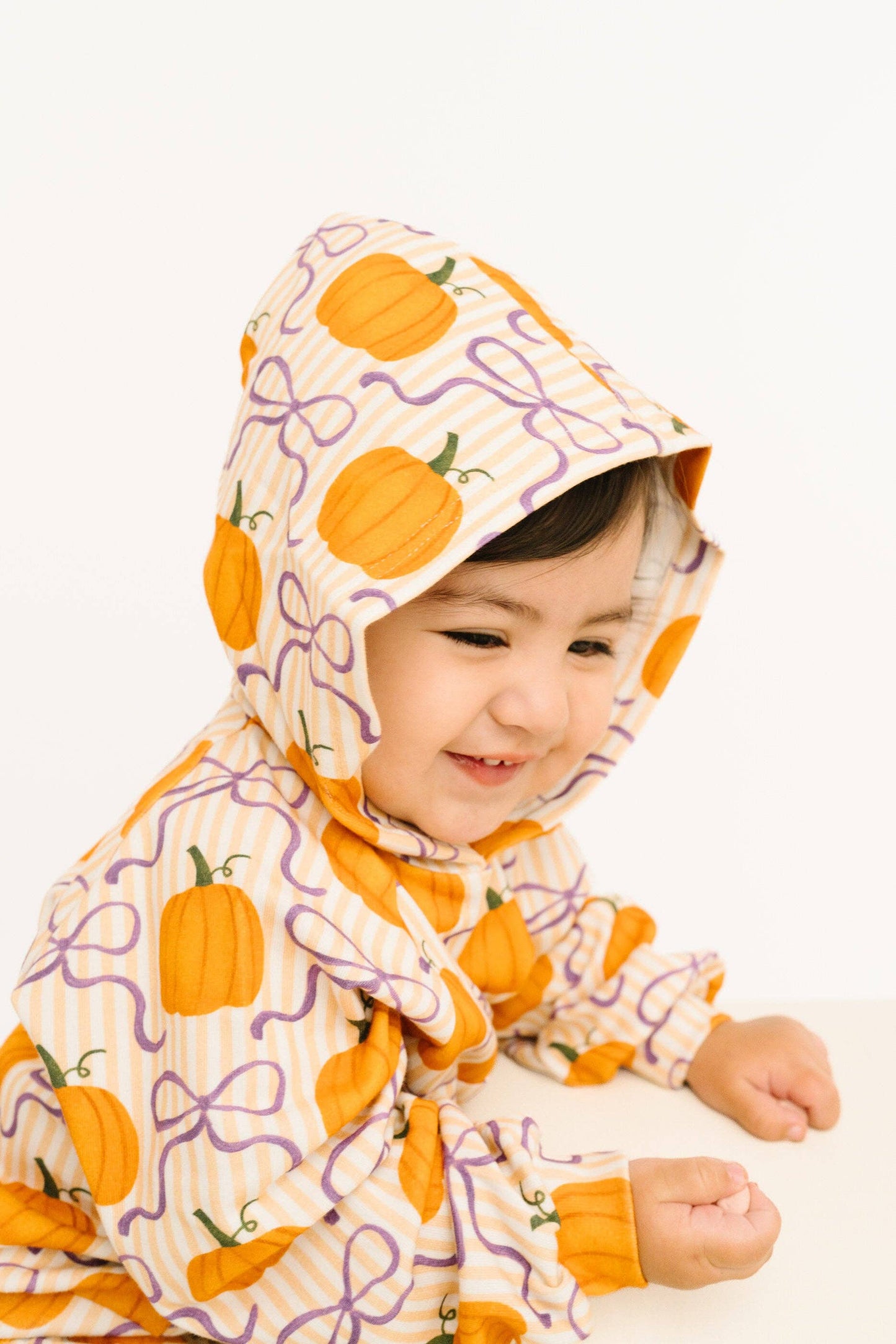 Little One Shop - Pumpkin & Bows Cargo Hoodie Set