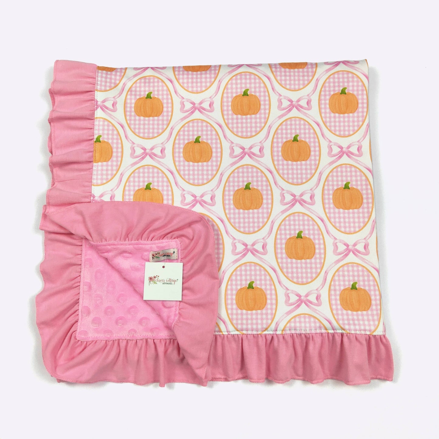 Clover Cottage - Pink Gingham Pumpkin Blanket
