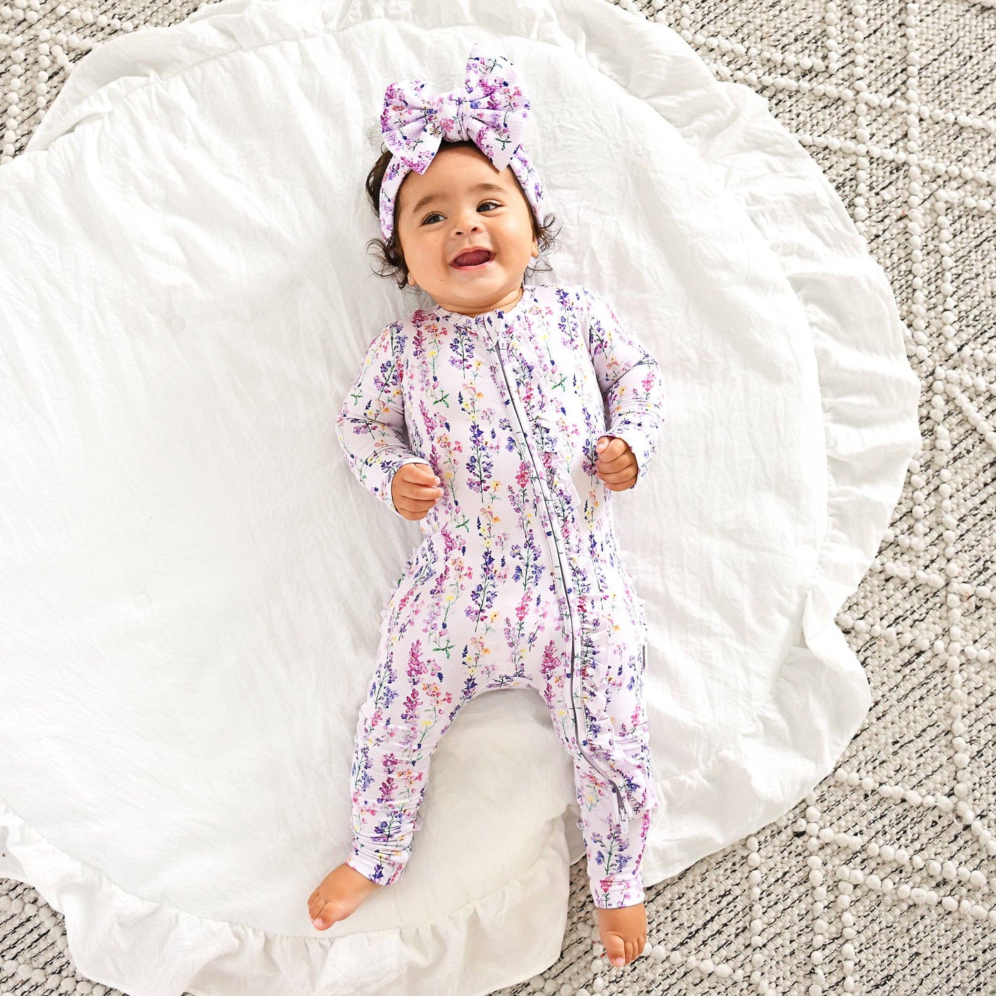 Avani RUFFLE ZIP Bamboo One Piece Floral Baby Clothing
