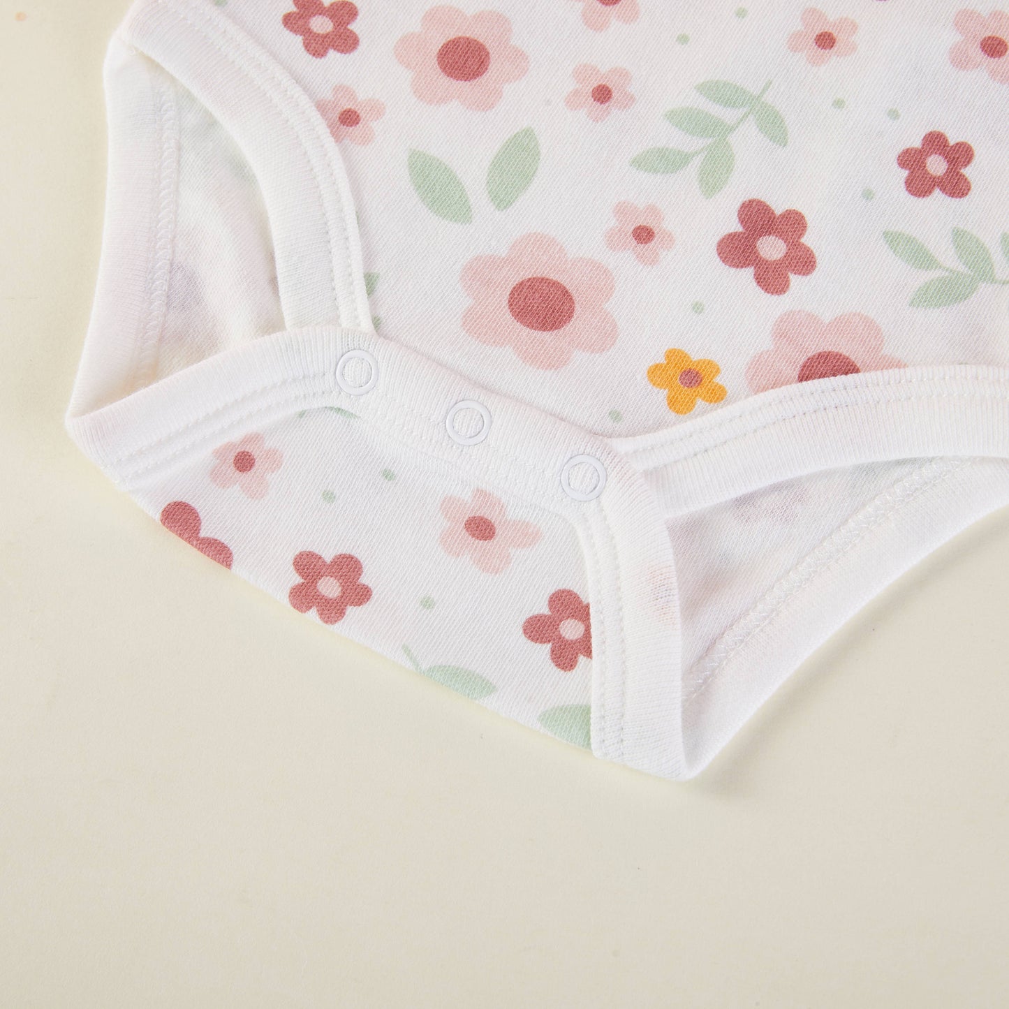 Pack of 3 Baby Girls Flower Pattern Bodysuits