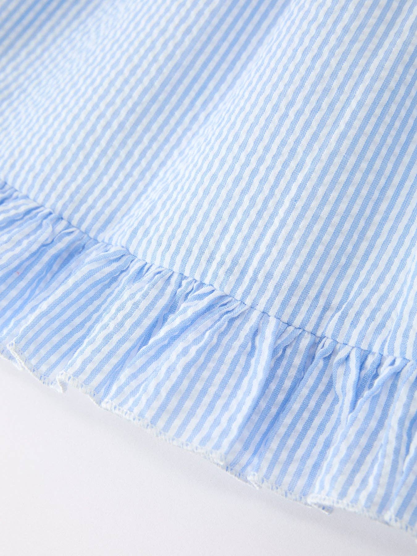 Rylee Faith Designs - Summer Bus Applique Girls Dress Blue Stripe Ruffle