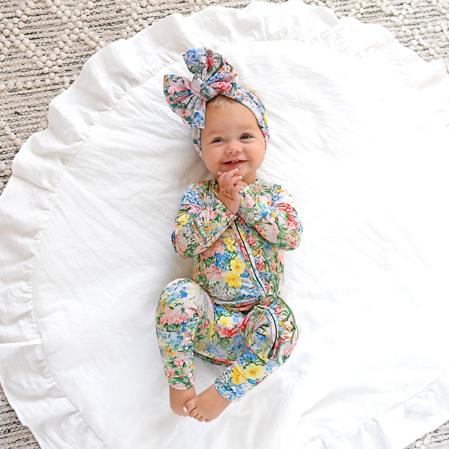 Joanna RUFFLE ZIP Bamboo One Piece Floral Baby Clothing