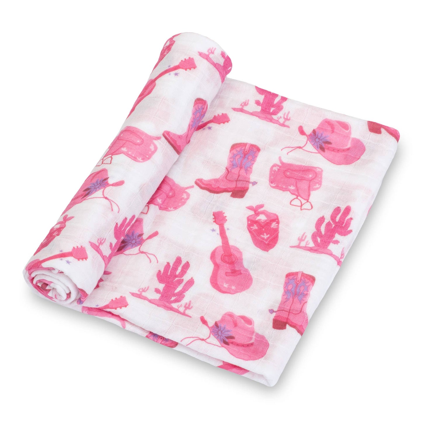 Let's Go Girls Cowgirl Baby Muslin Swaddle Blanket