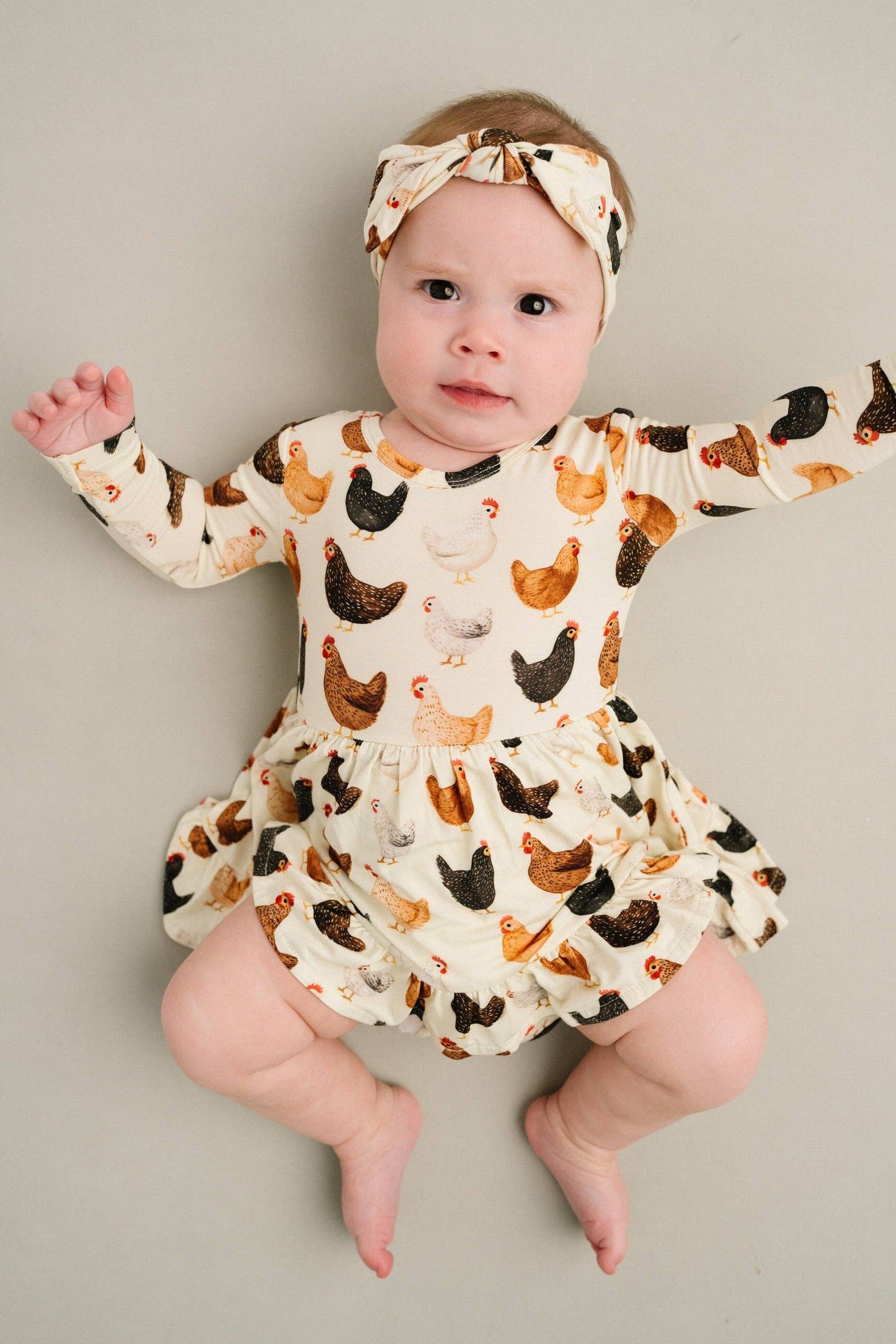 Little One Shop - Backyard Chickens Bodysuit Bamboo Dress
