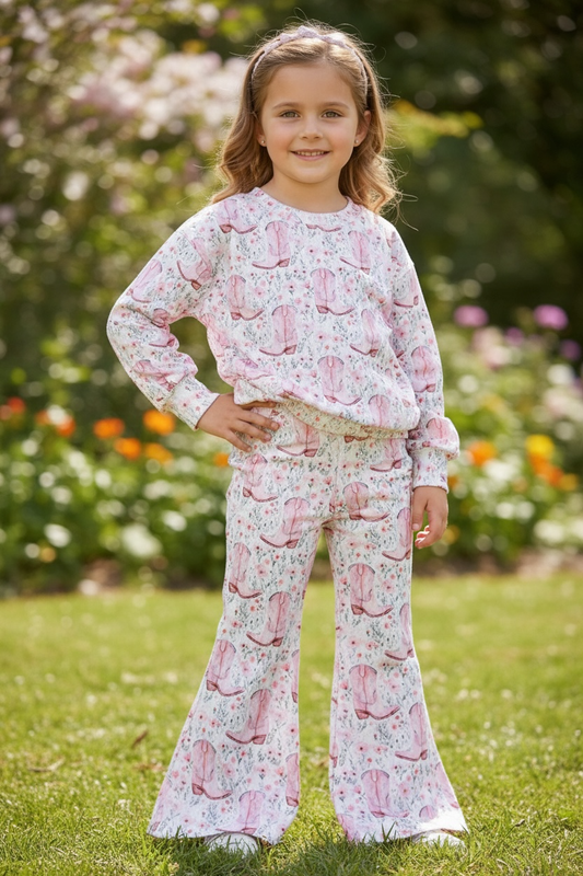 Western boot printed two piece set