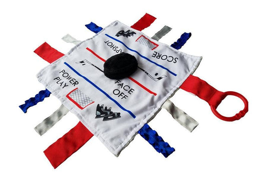 Baby Jack and Company - Hockey Puck Baby Learning Lovey Tag Stroller Toy 10" x 10"