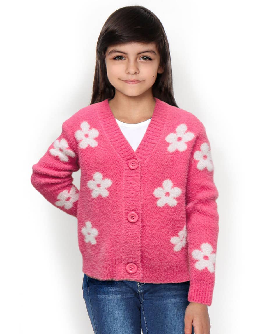 Cardigan Sweater w/ Flower