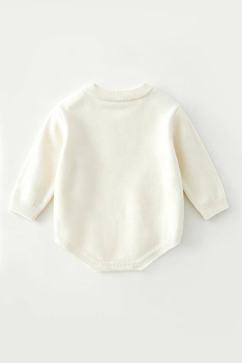 White Christmas tree knit baby bodysuit