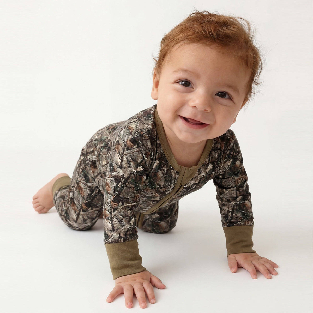 FancyPrince - Retro Leaves Bamboo Zipper Romper Pajamas