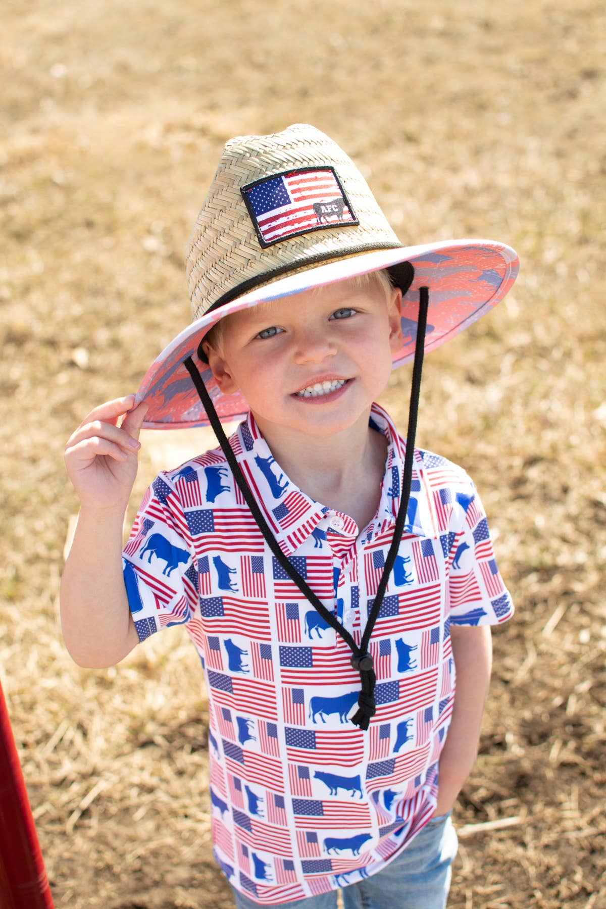 American Farm Company - Patriotic Cow Camo™ Kids Straw Hat