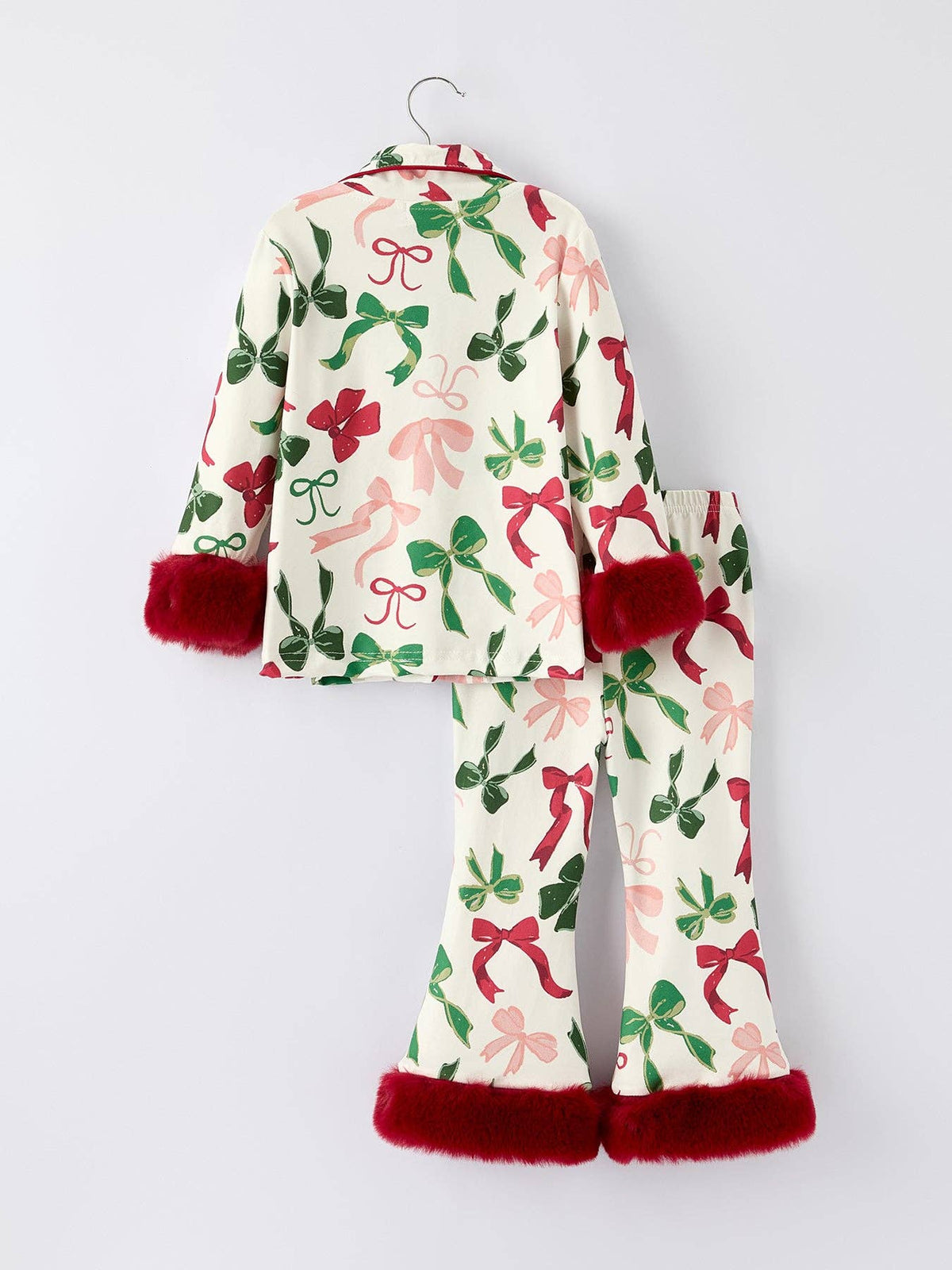 Holiday Bow Print Christmas Pajama Set