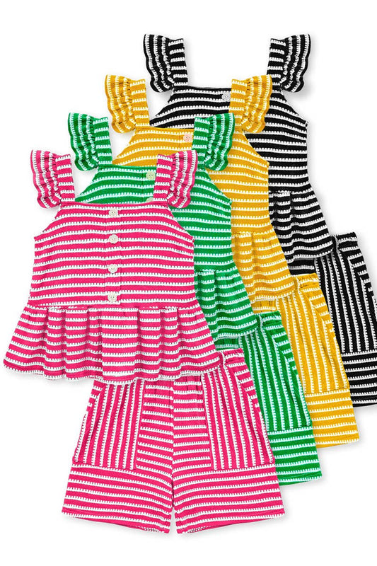 Girl's 2 pc Striped Short Set