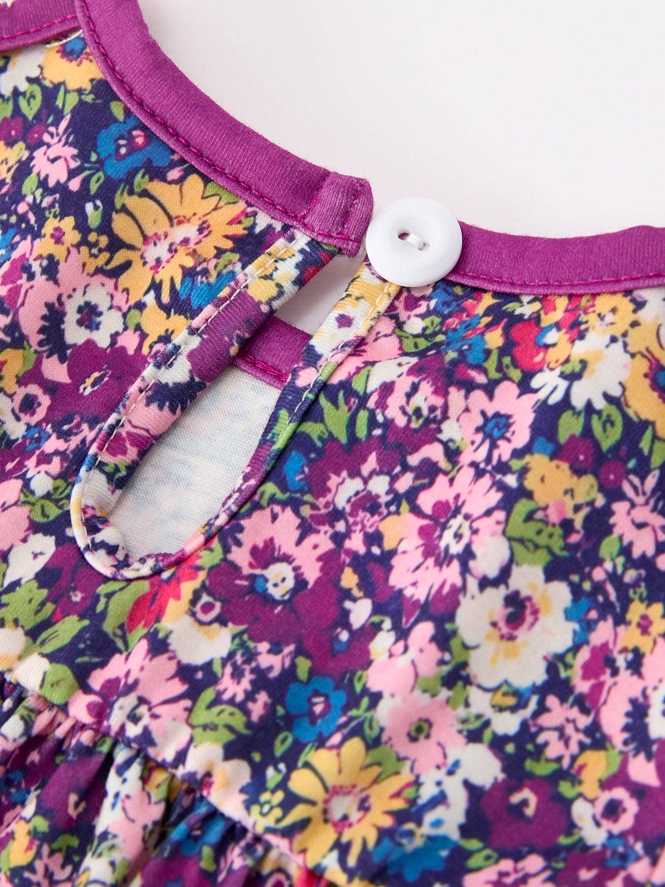 Rylee Faith Designs - Purple Floral Bow Petals Collar Girls Romper