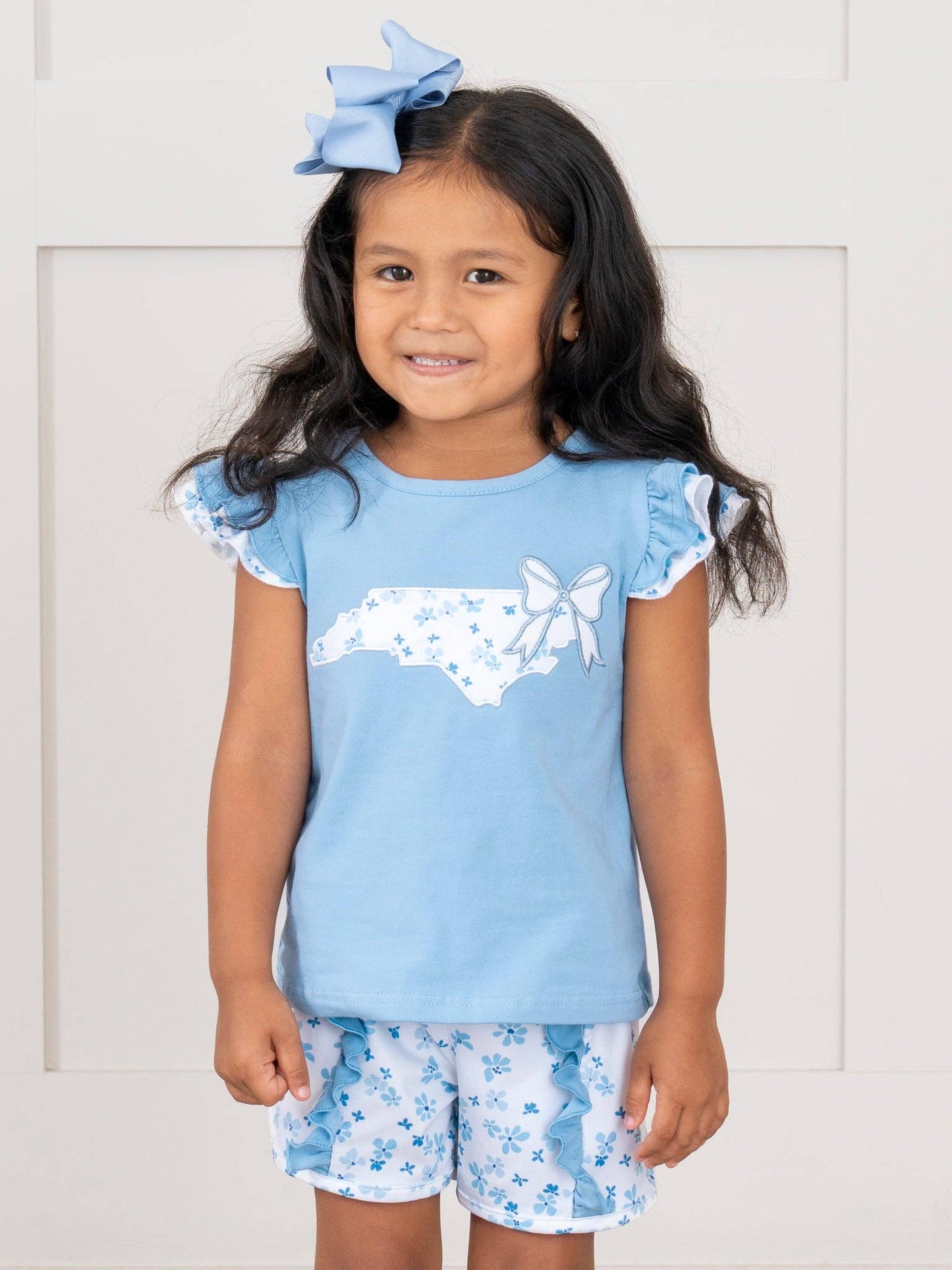 North Carolina Embroidered Floral Ruffle Outfit
