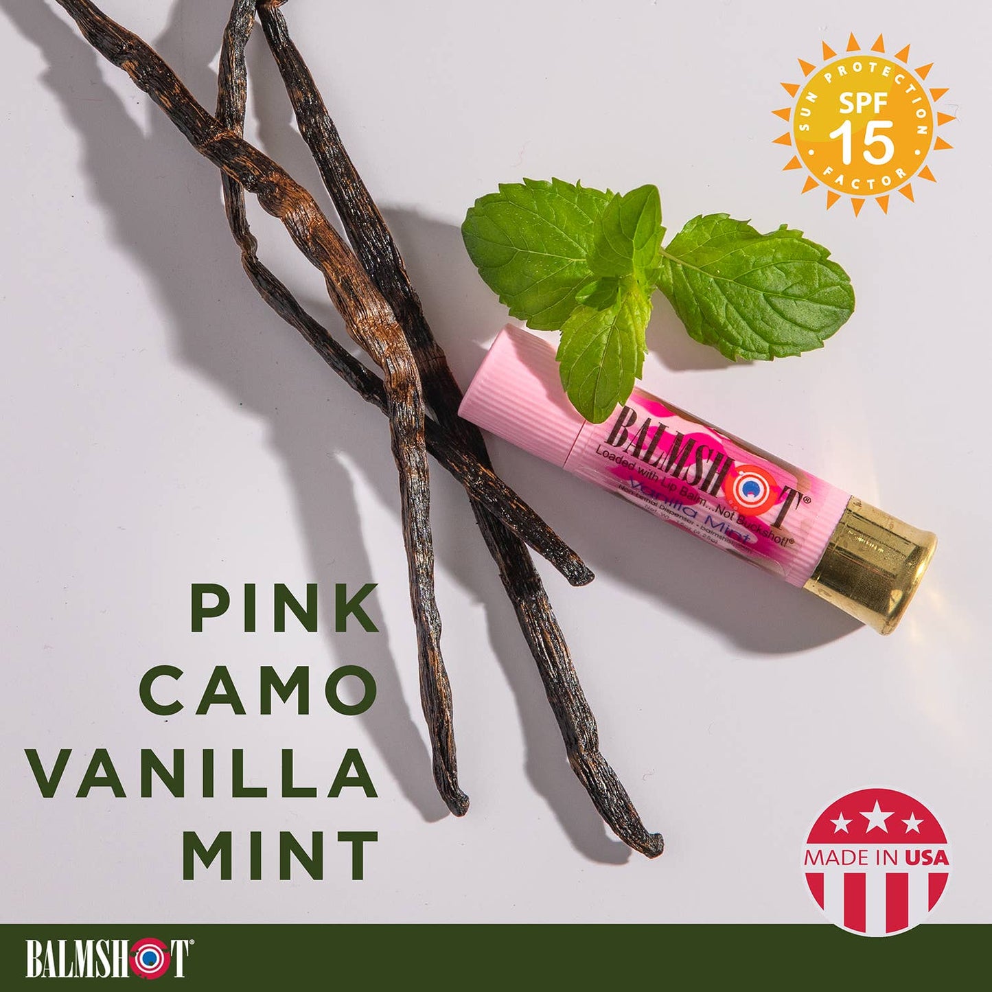 BALMSHOT Lip Balm - Pink Camo Vanilla Mint Lip Balm - 24 Pack