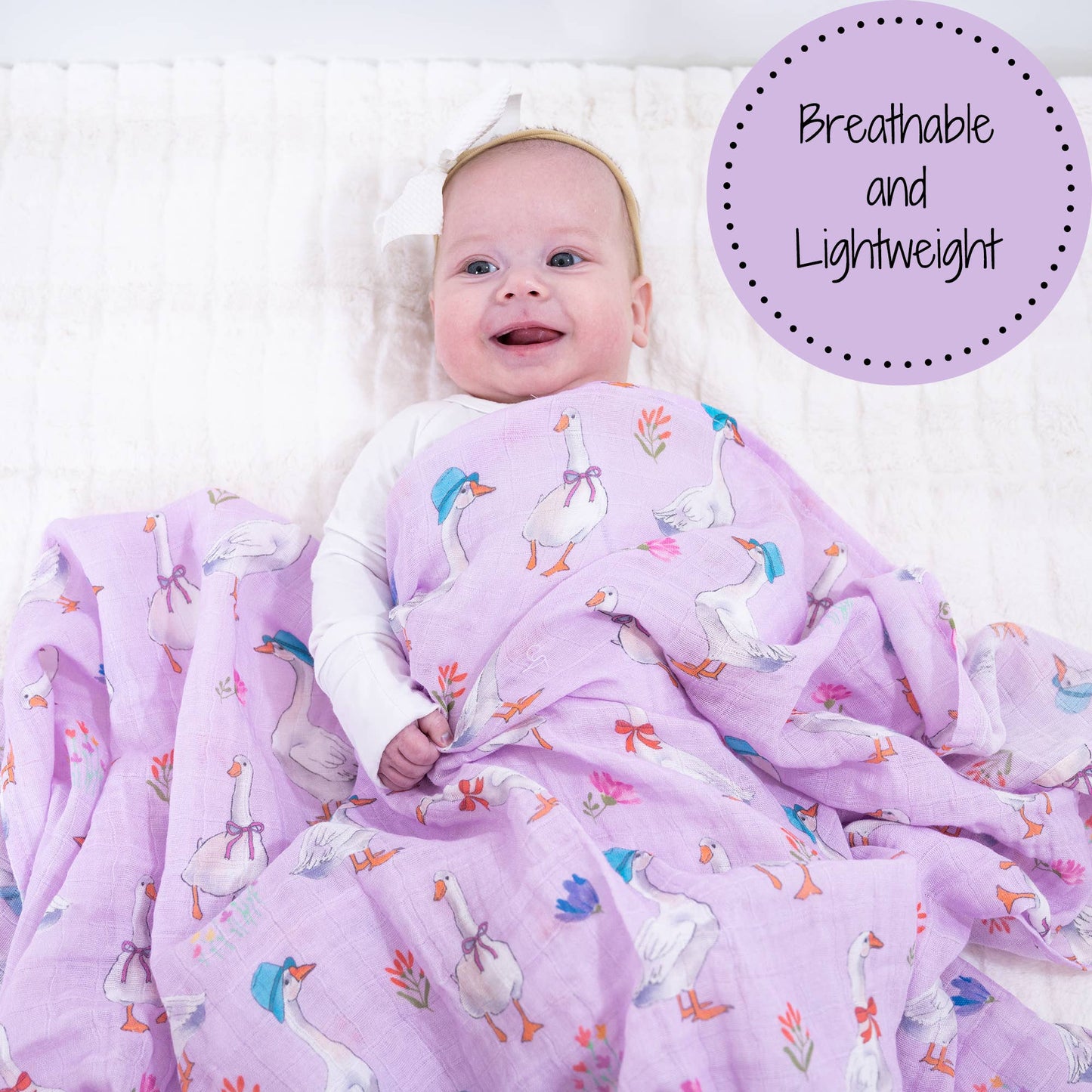 LollyBanks - Cute Goose Baby 100% Cotton Muslin Swaddle Blanket
