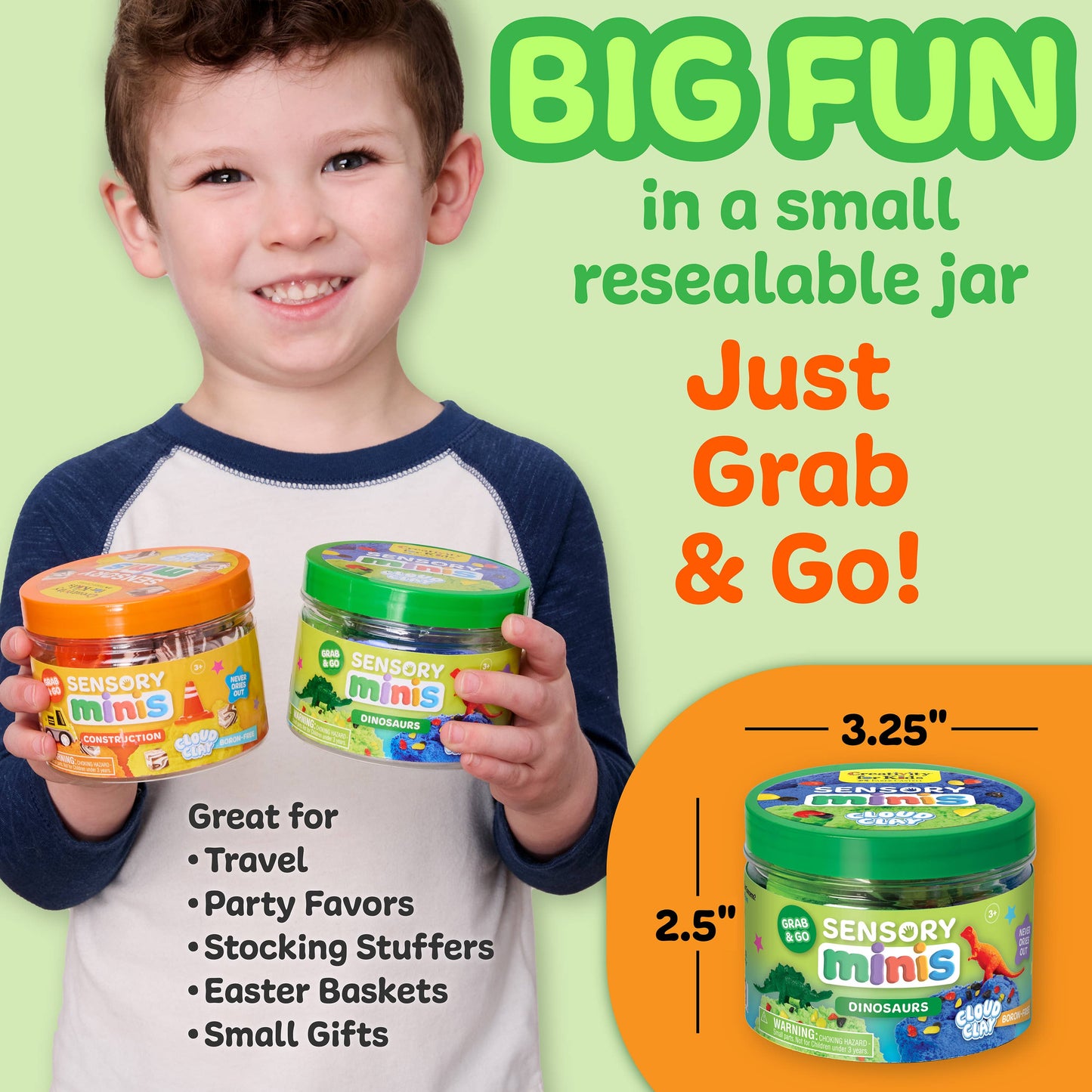 Faber-Castell / Creativity for Kids - Sensory Mini Play Kit Jar with Cloud Clay: Dinosaur Theme