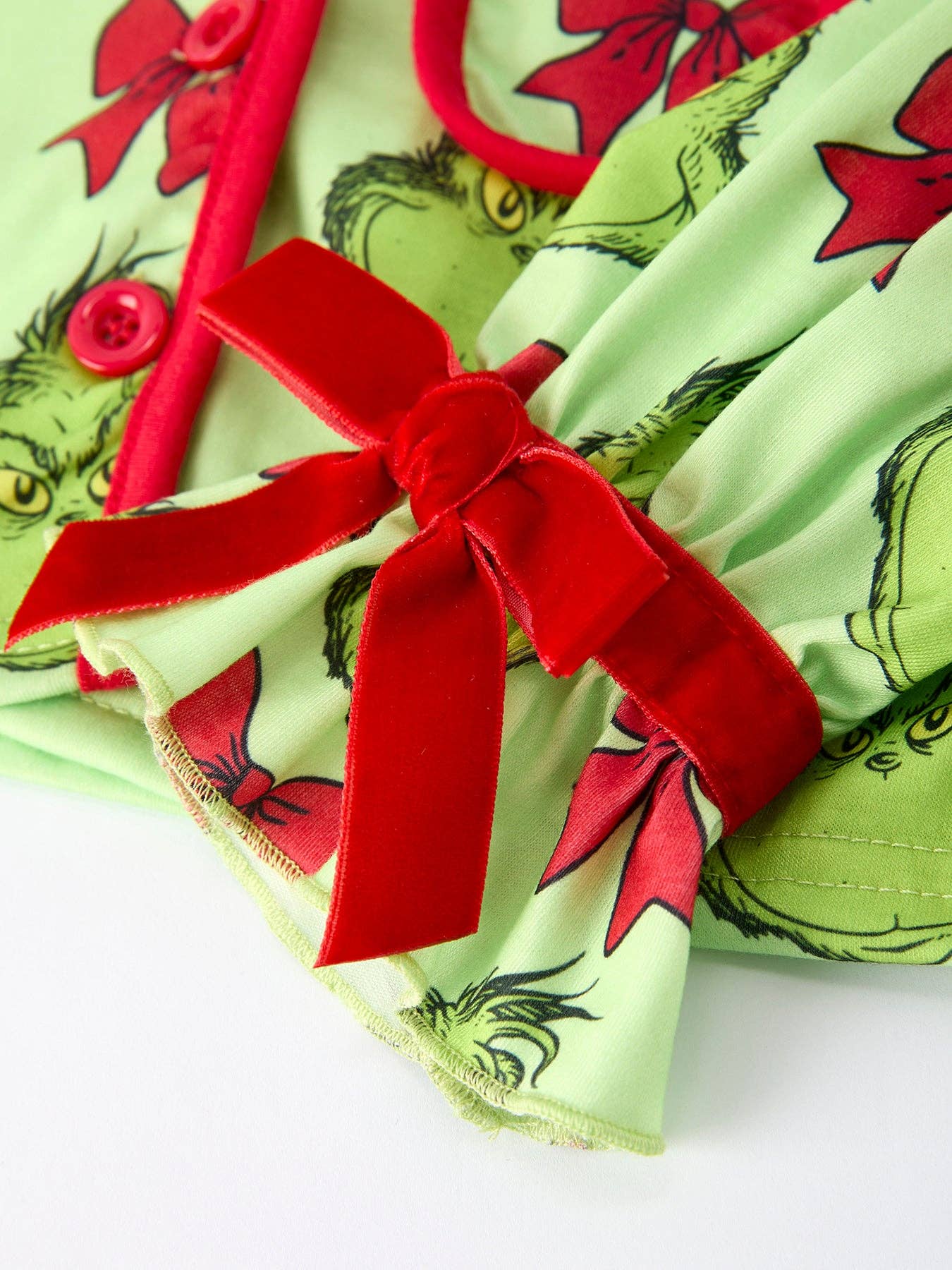 Rylee Faith Designs - Green Christmas  Character Bow Print Girls Pajama Set