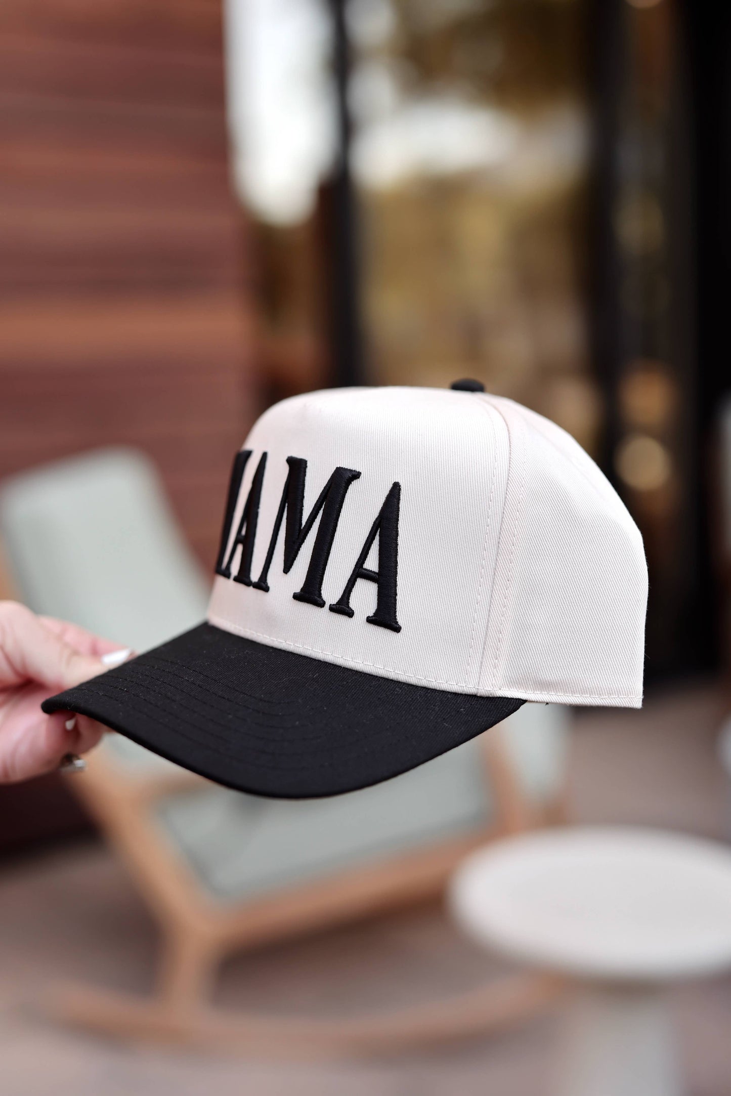 Mama 3D Embroidery - Natural/Black Trucker Hat