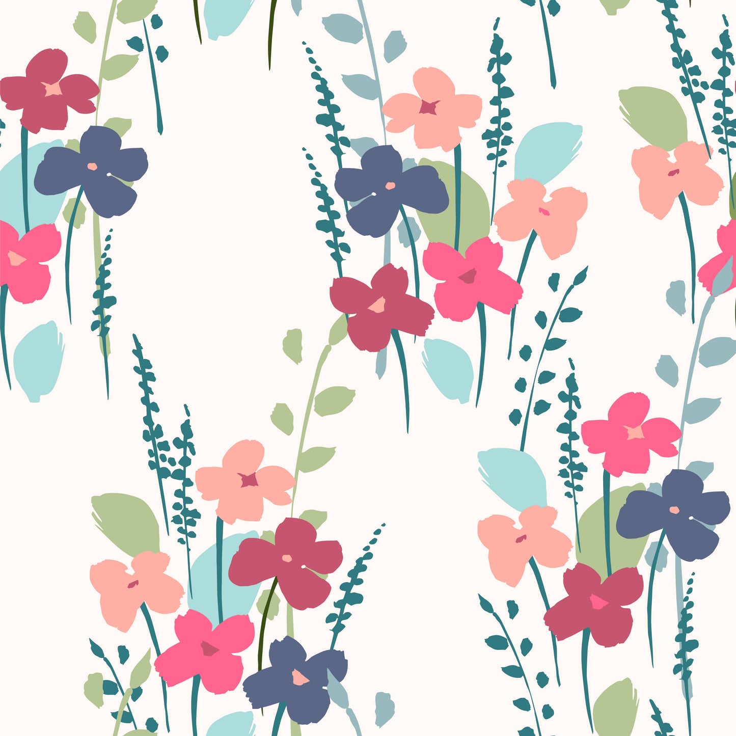 Sky Blue & Pink Floral Pocket Ruffle Spring Dress
