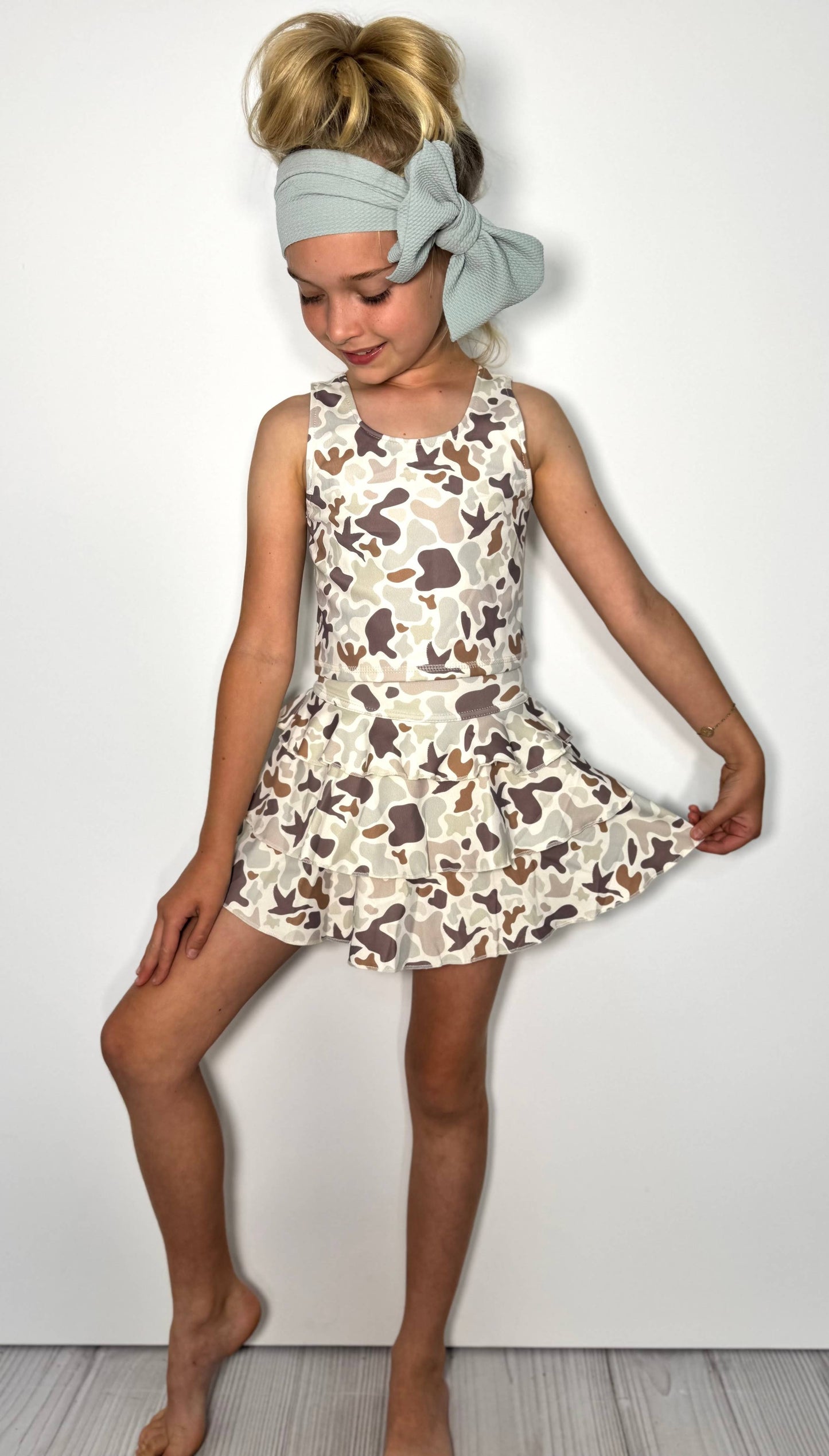 Muted Camo Girls Skort Set