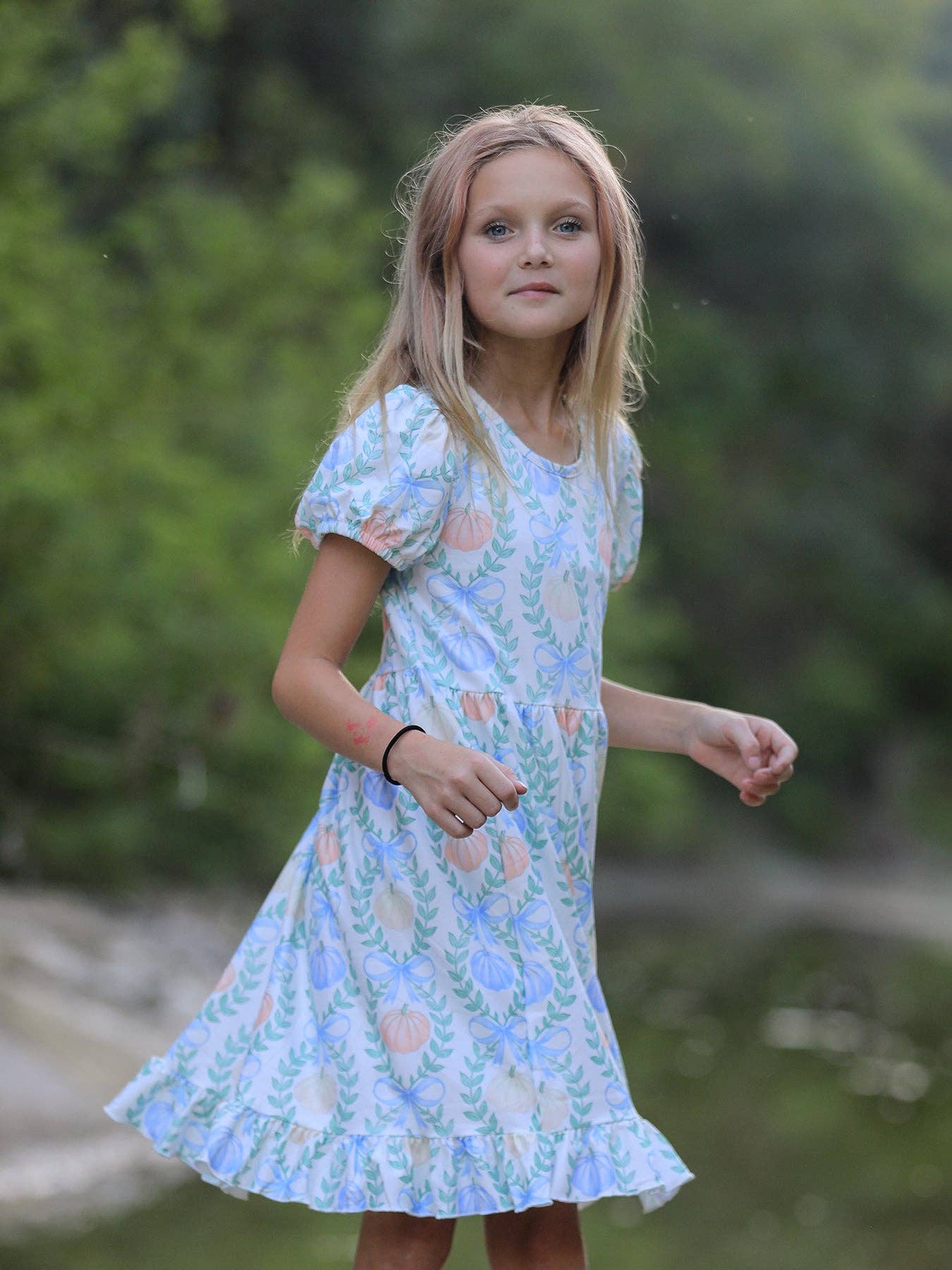 Rylee Faith Designs - Playful Fall Thanksgiving Pumpkin Girls Dress