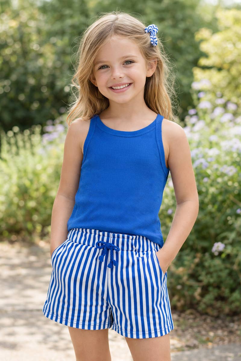 Stipe Short Set w/ Matching Scrunchie