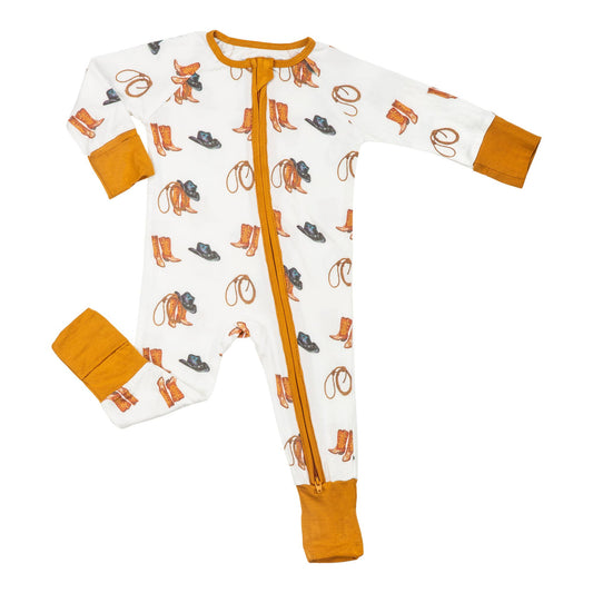 LollyBanks - Life Is Better In Boots  Baby Bamboo Pajamas, 2-Way Zipper