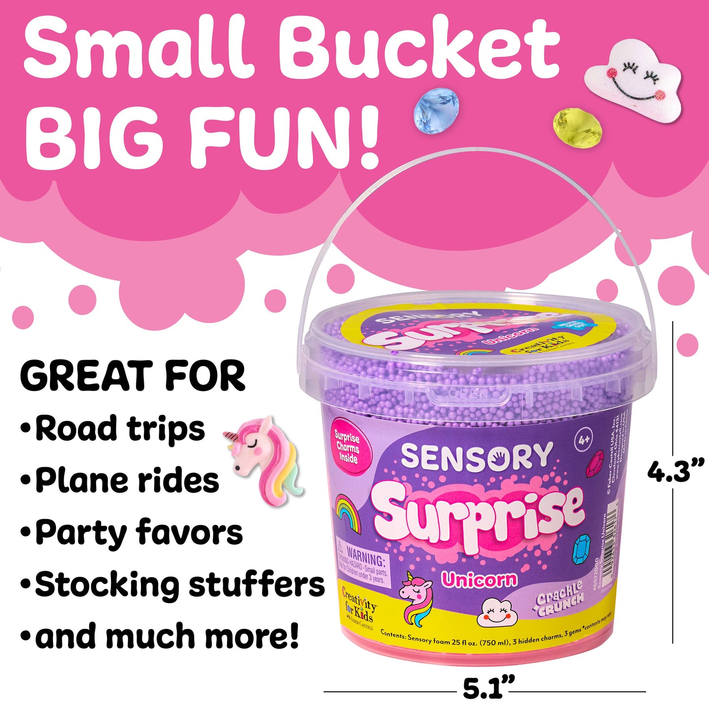 Sensory Surprise Squishy Foam Bucket - Unicorn Charms