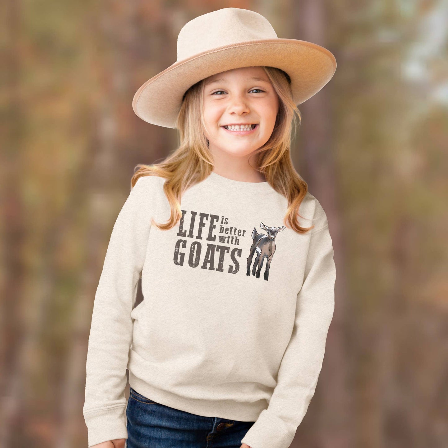 "Life is better with GOATS" Long Sleeve Country Clothing Kid