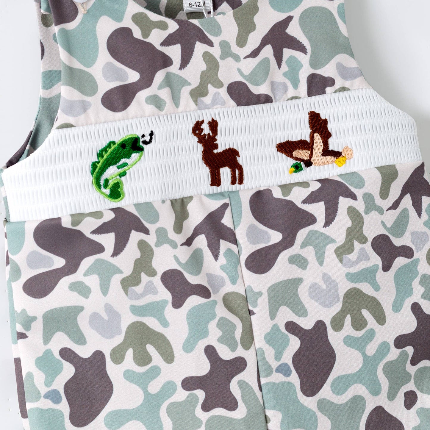 Clover Cottage - Muted Camo Smocked Baby Jon Jon