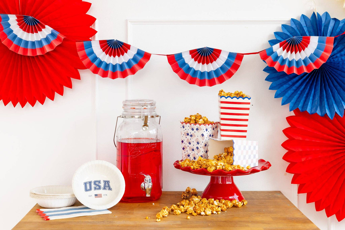 Red White and Blue Fan Paper Bunting Banner