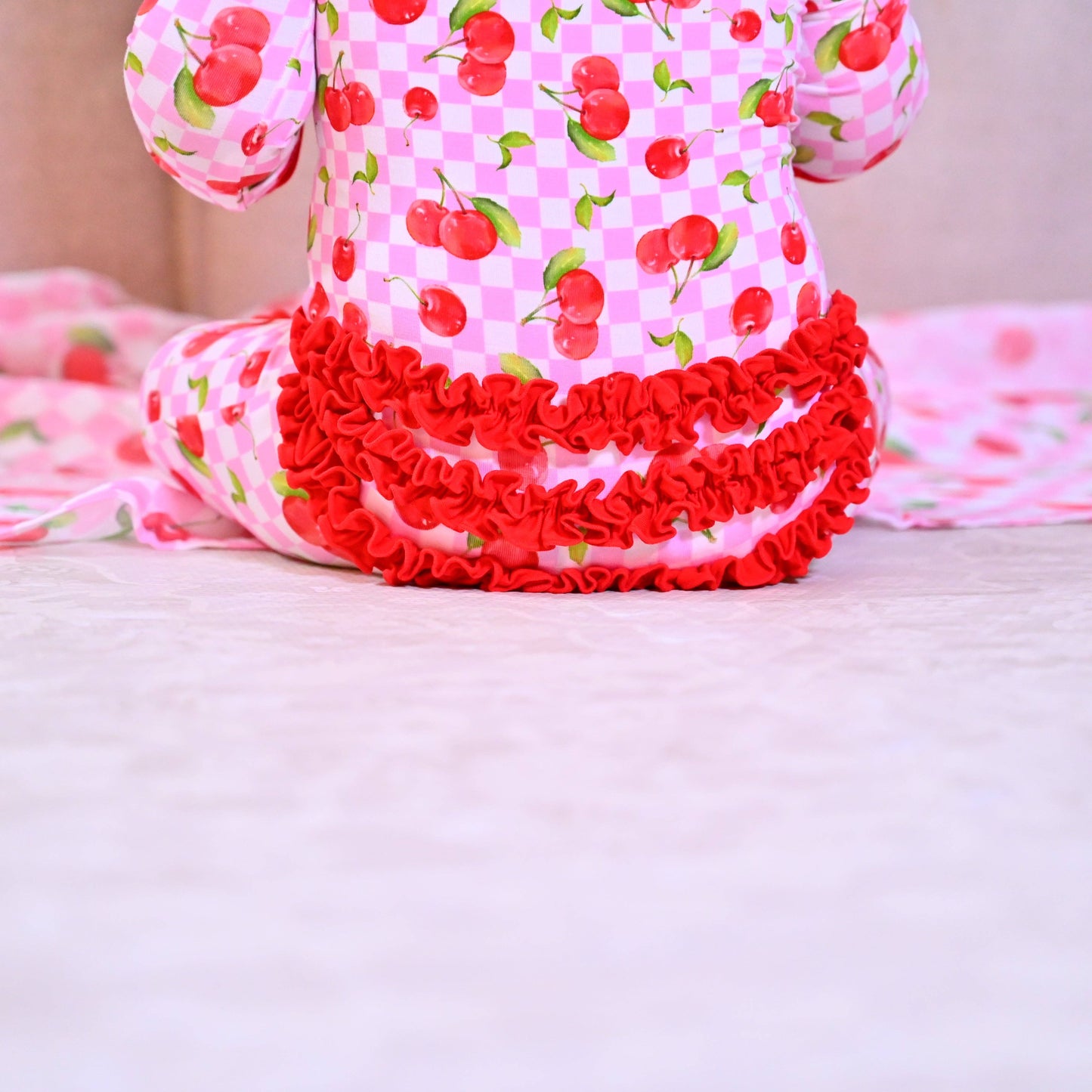 Convertible Ruffle Zipper Pajama Cherry On Top
