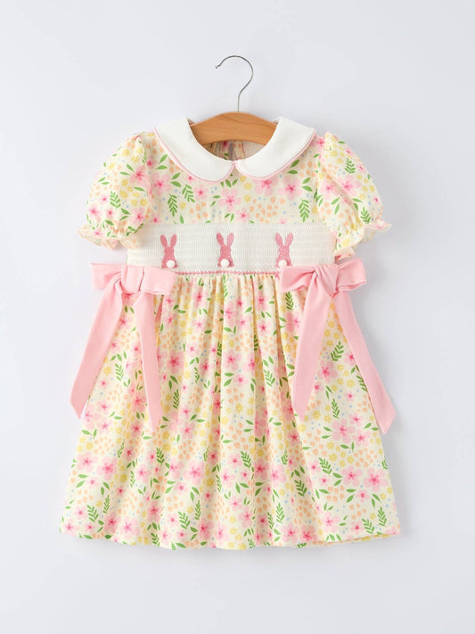 Rylee Faith Designs - Easter Bunny Embroidery Smocking Cute Baby Girls Dress