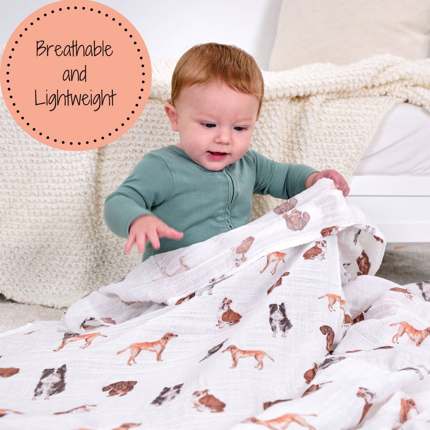 LollyBanks - Dog Print Baby Swaddle Blanket