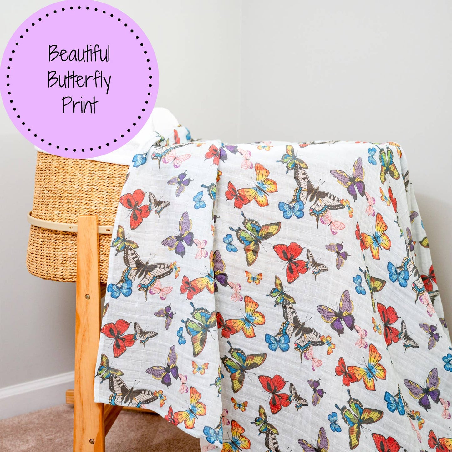 LollyBanks - Butterfly Away Baby Swaddle Blanket