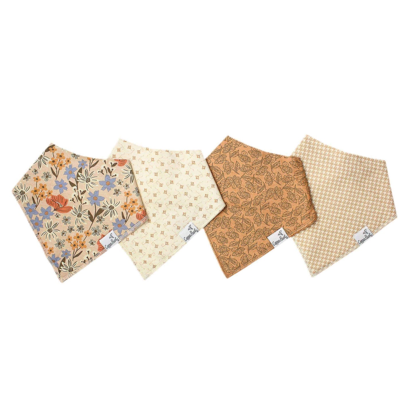Copper Pearl - 4 Pack Baby Bandana Bibs - Eden