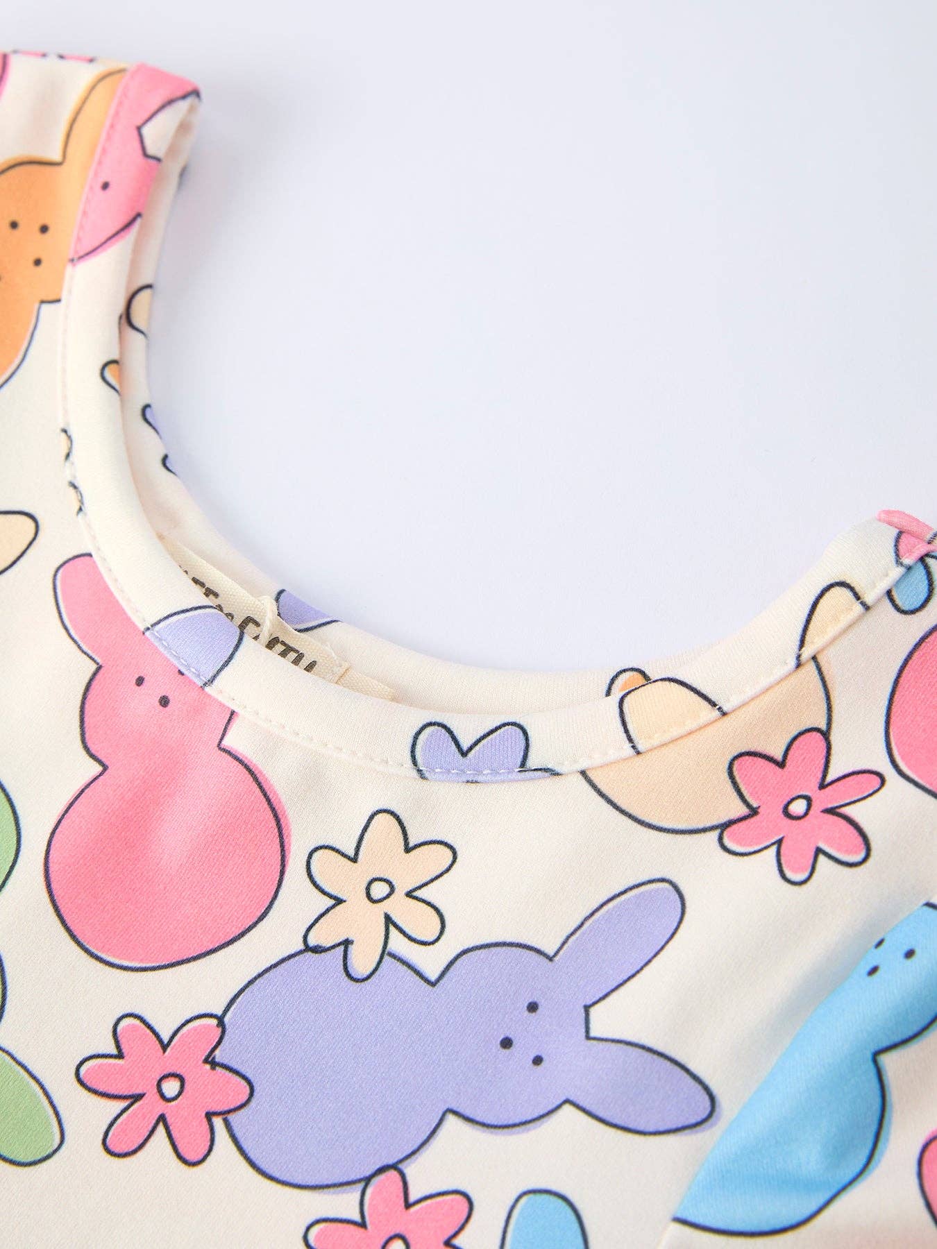 Rylee Faith Designs - Easter Colorful Bunny Girls Twirl Short-sleeved Dress