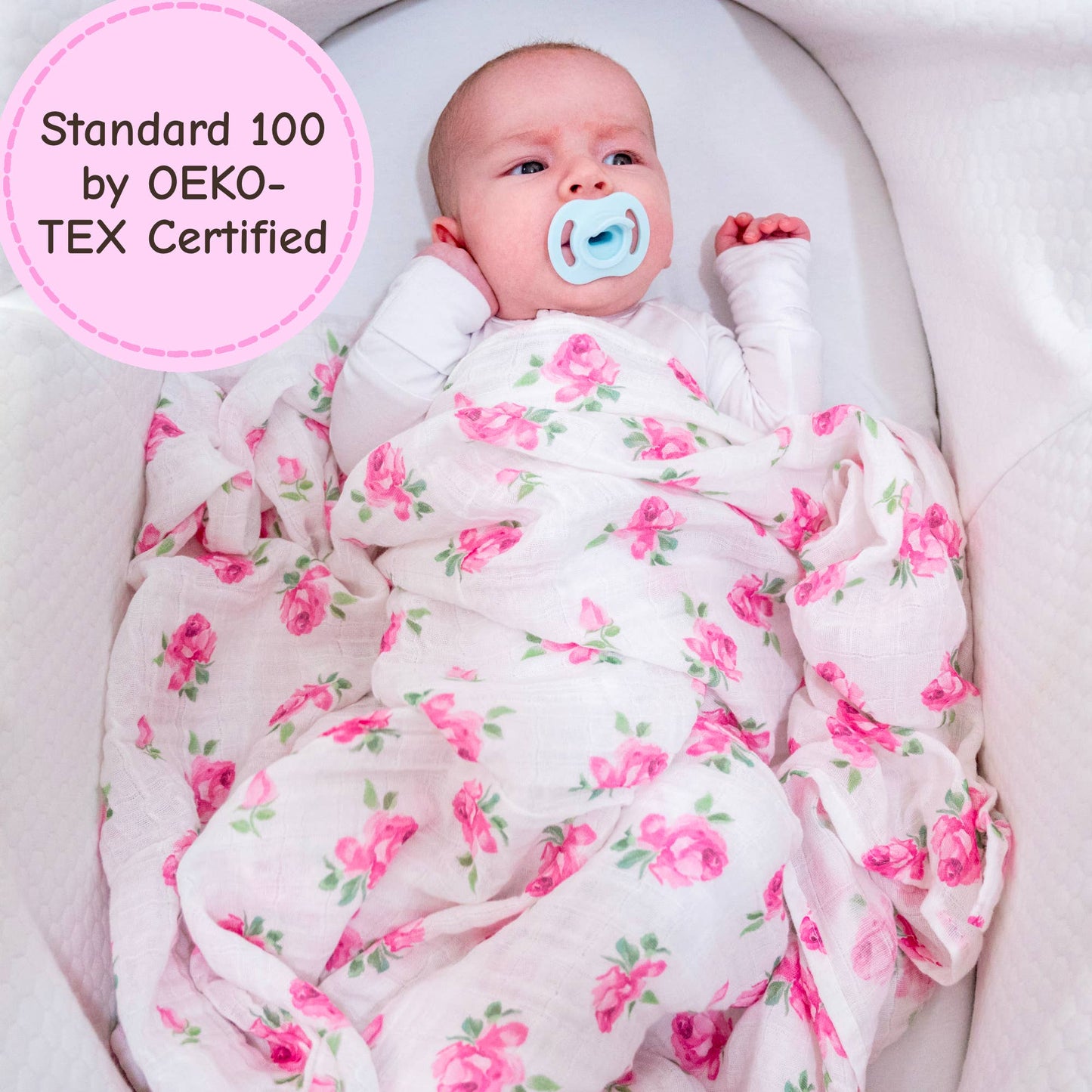 Rose Buds and Blooms Baby Muslin Swaddle Blanket